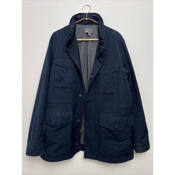 Men’s Vince Navy Blue Full Zip Field Military Utility Chore Jacket Size Large